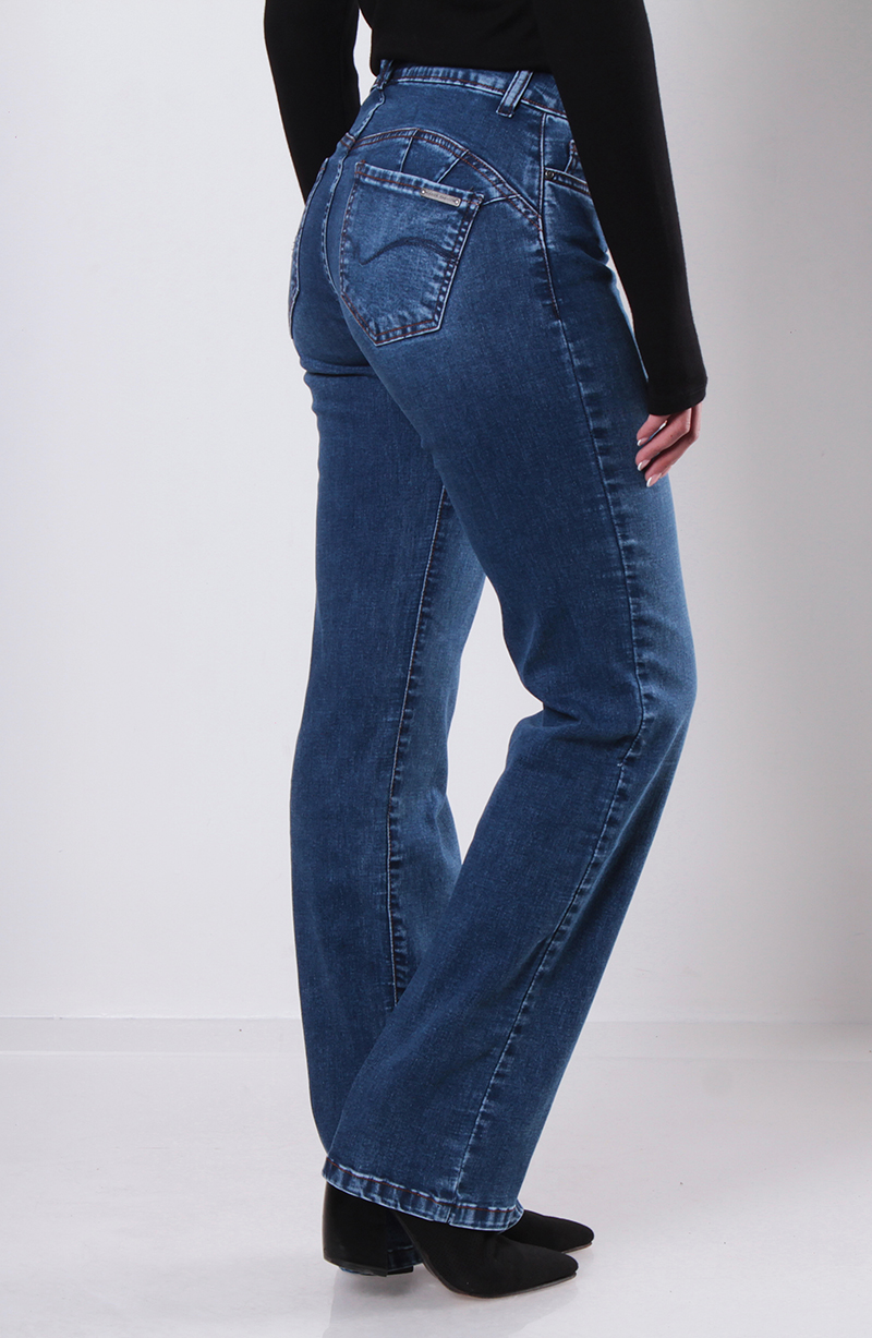 Jeans Push Up Recto Tiro Medio Pretina Basica Un Boton hover