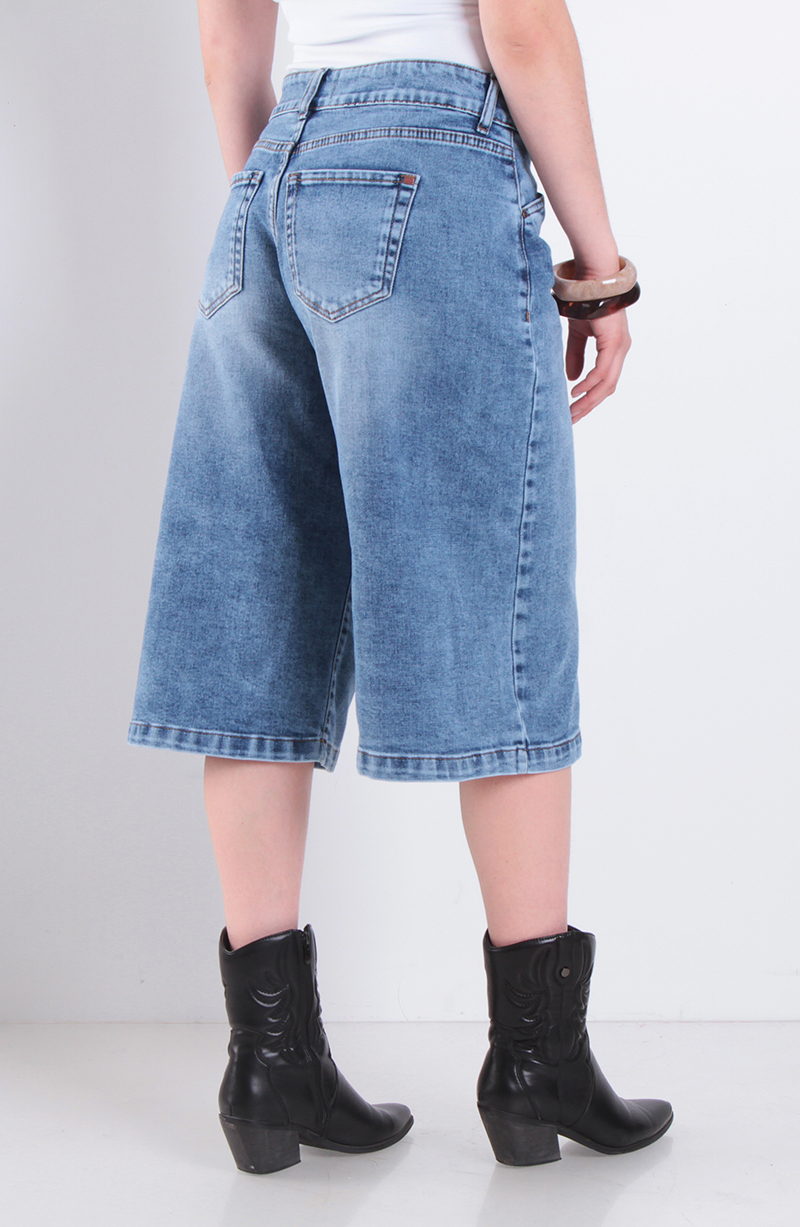 Jort Bermuda Denim Tiro Alto Pretina 1 Boton hover