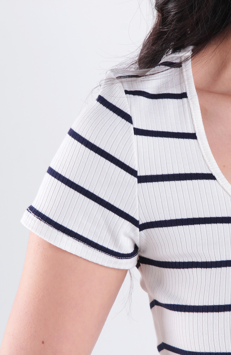 Polera Listada Manga Corta Escote Cuadrado Rib 5X2 hover