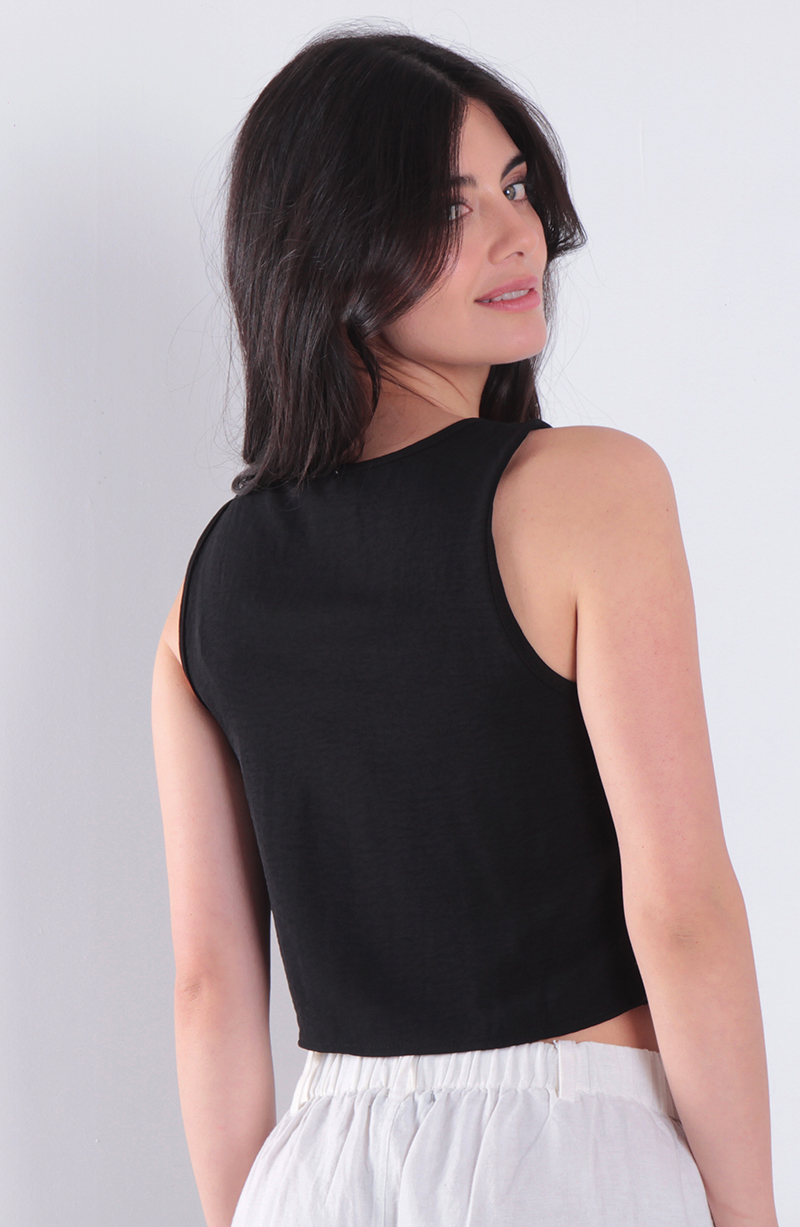 Blusa Sin Manga Abotonada En Delantero Escote V hover