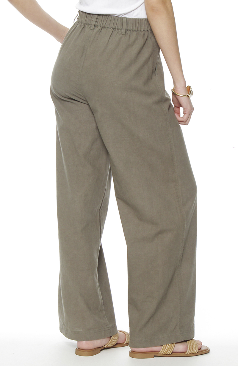 Pantalon Wide Leg Lino Tiro Alto Pretina Basica hover