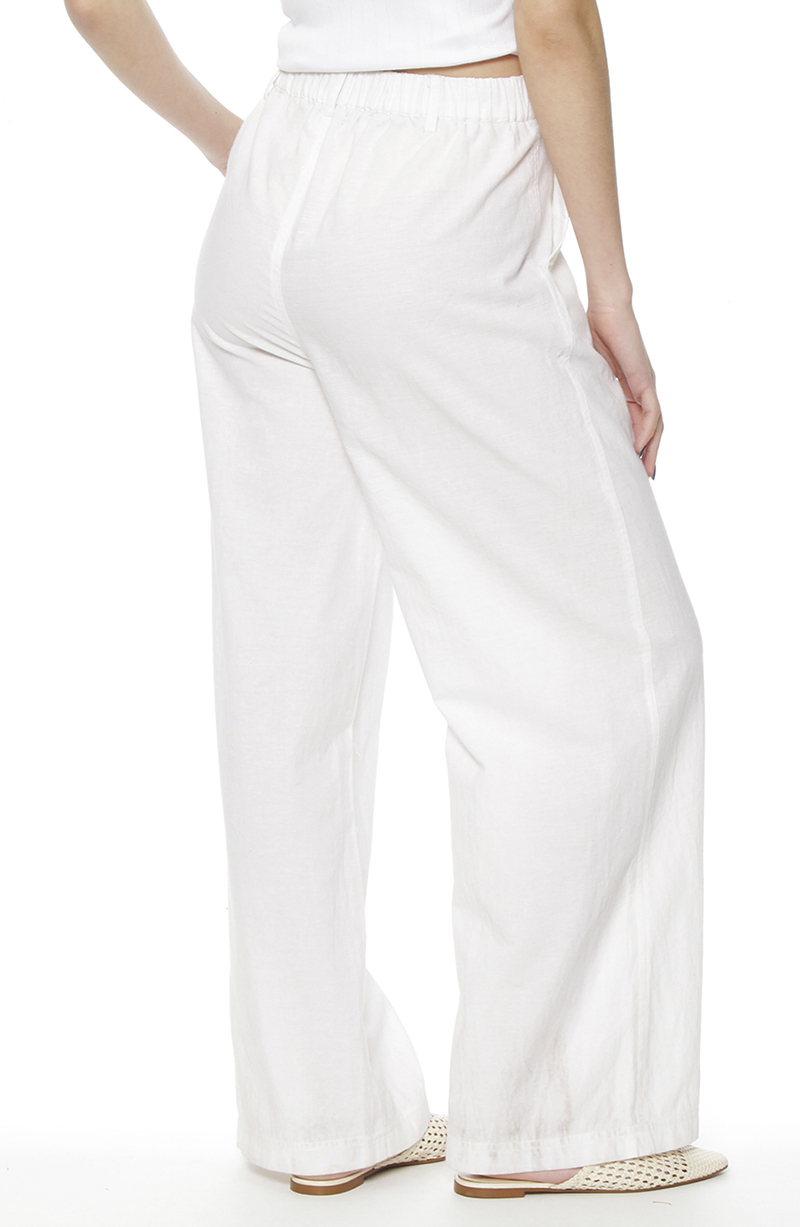 Pantalon Wide Leg Lino Tiro Alto Pretina Basica hover