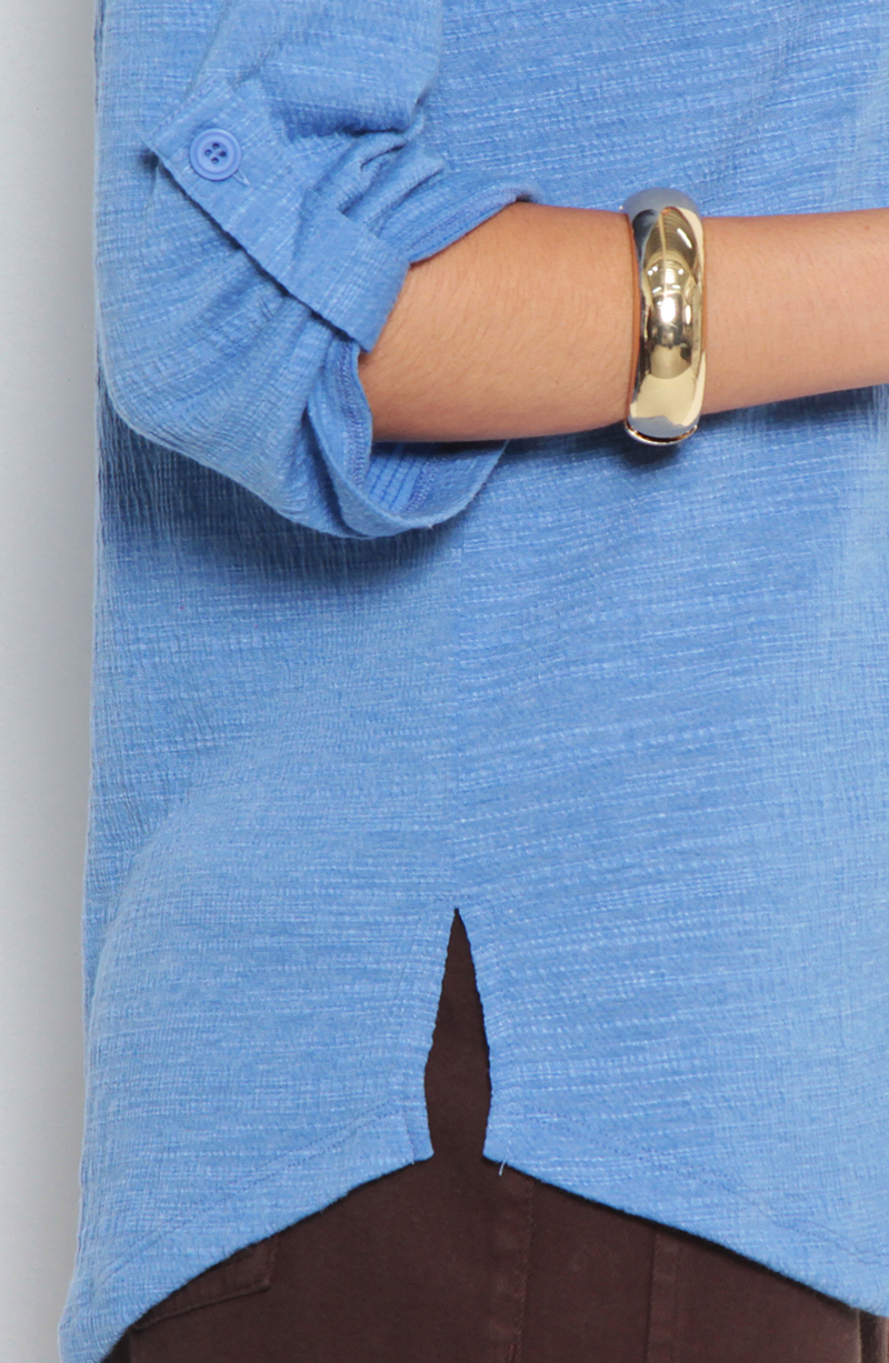 Blusa Manga 3/4 Abotonado En Delantero Con Bolsillo Escote V hover