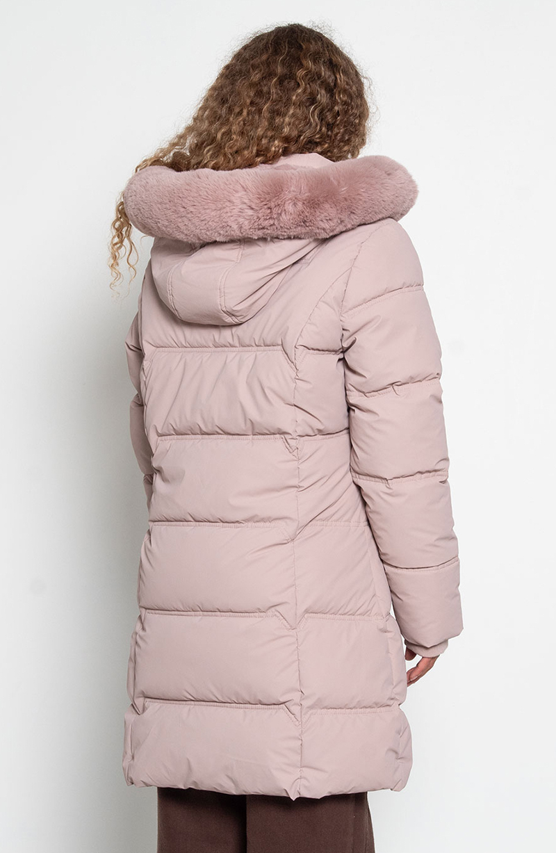 Parka Larga Manga Larga Capucha Piel Sintetica hover