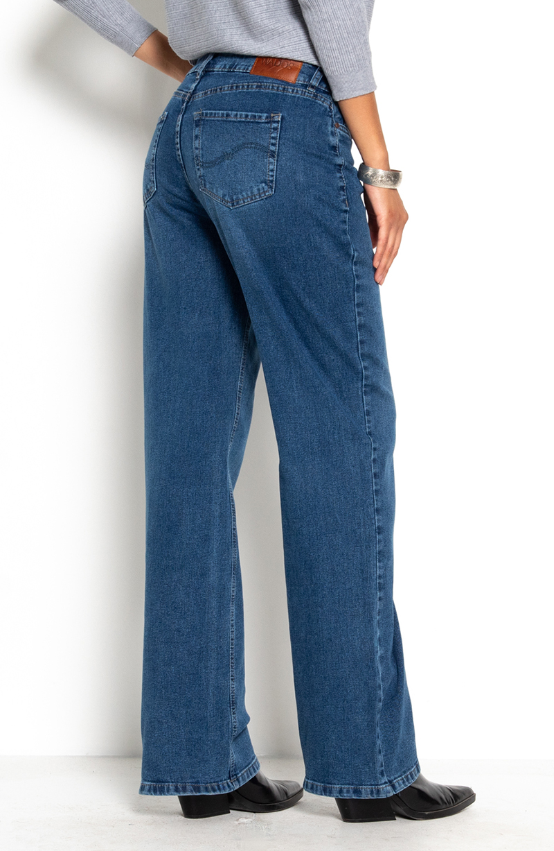 Jeans Wide Tiro Medio Pretina Basica 2 Boton hover