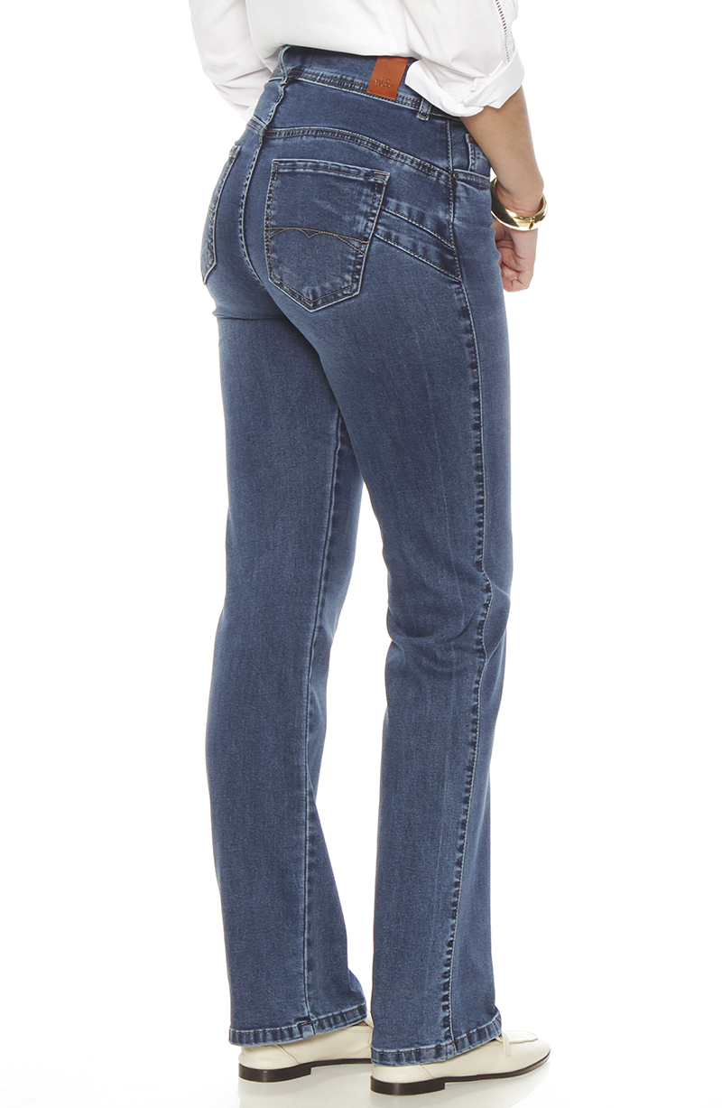Jeans Recto Tiro Alto Pretina 2 Botones Push Up hover