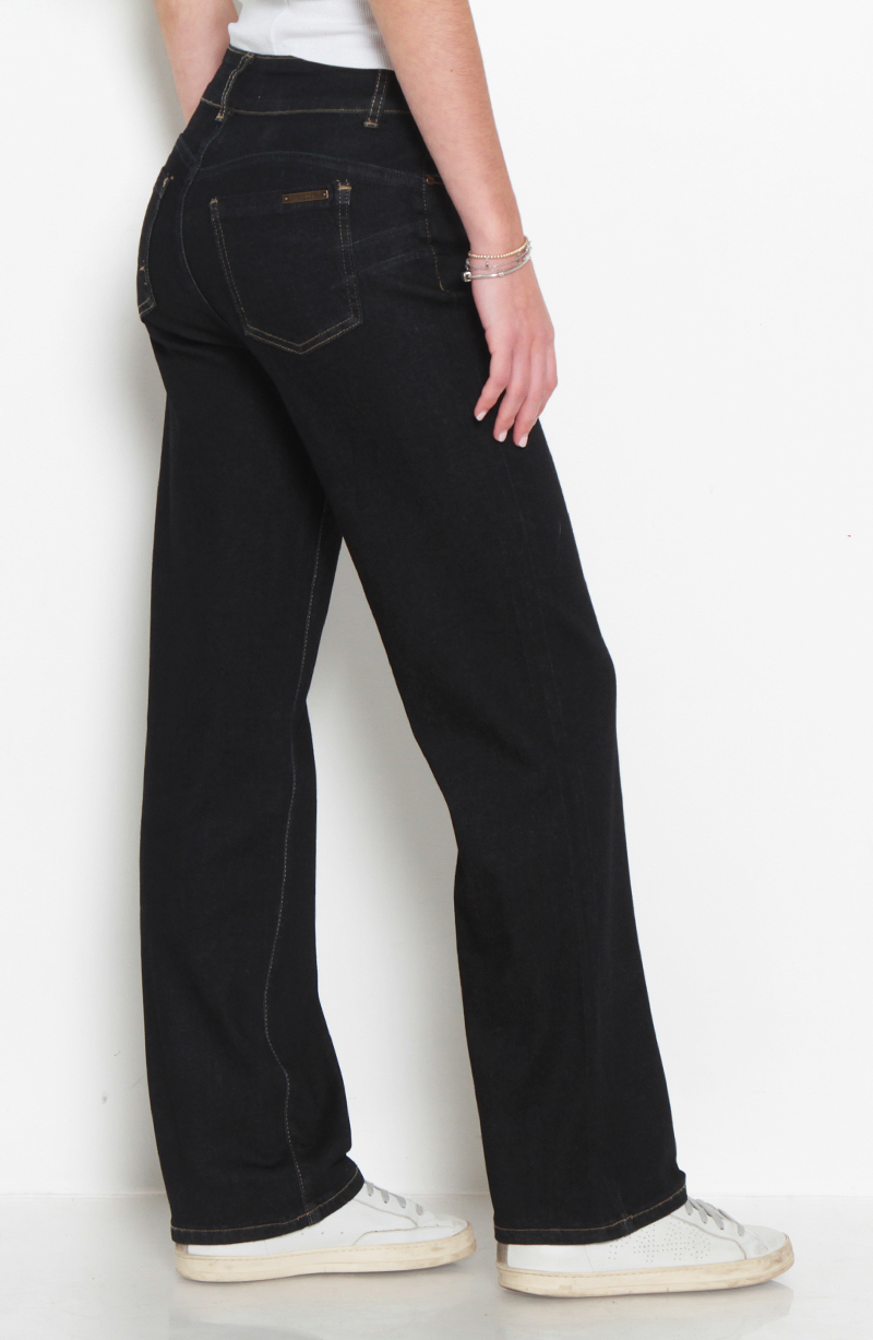Jeans Recto Tiro Alto Pretina Media 2 Botones hover