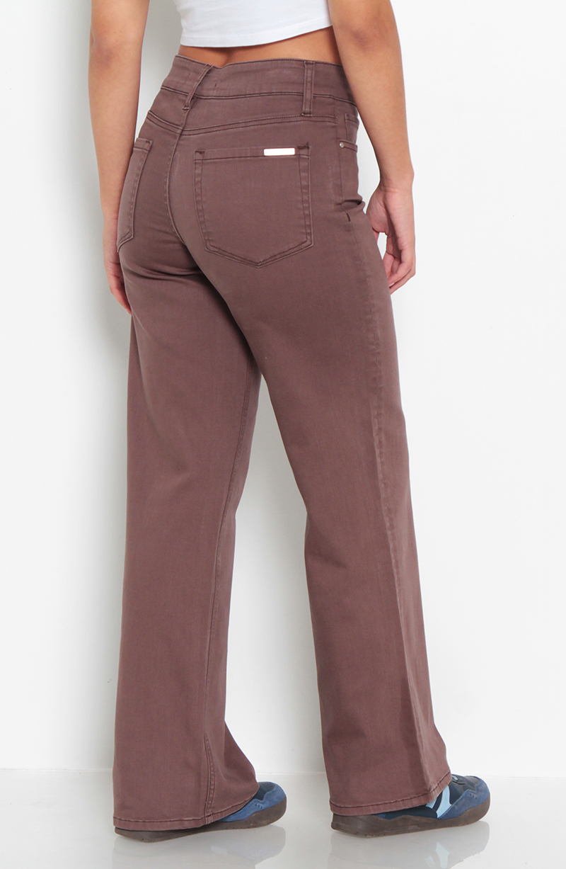 Jeans Color Wide Leg Tiro Alto Pretina Basica 1 Boton hover