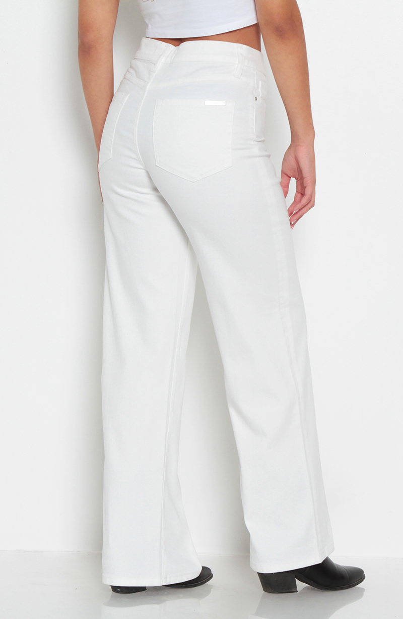 Jeans Color Wide Leg Tiro Alto Pretina Basica 1 Boton hover