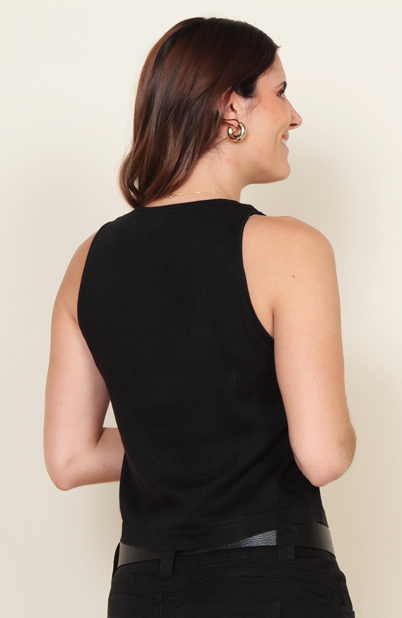 Vest Sin Manga Denim Abotonado En Delanteroq hover