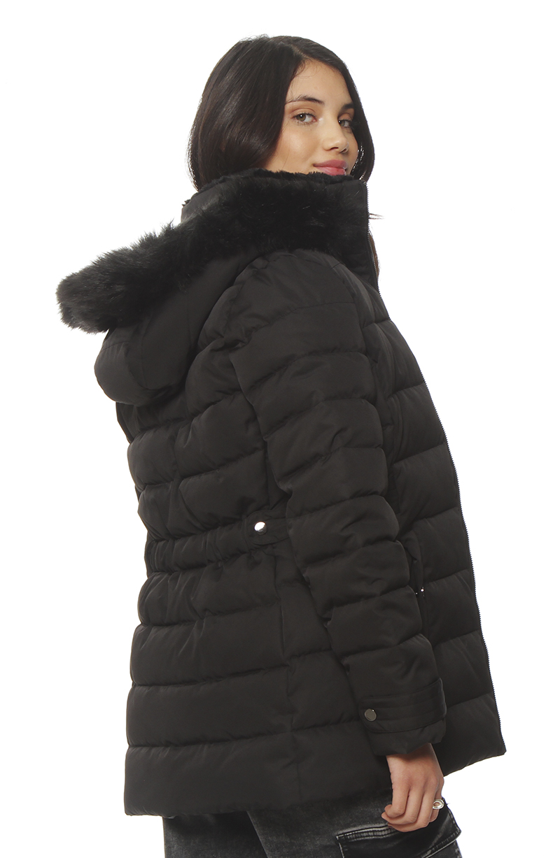 Parka Manga Larga Con Aplicacion En Capucha Con Cierre En Delantero hover