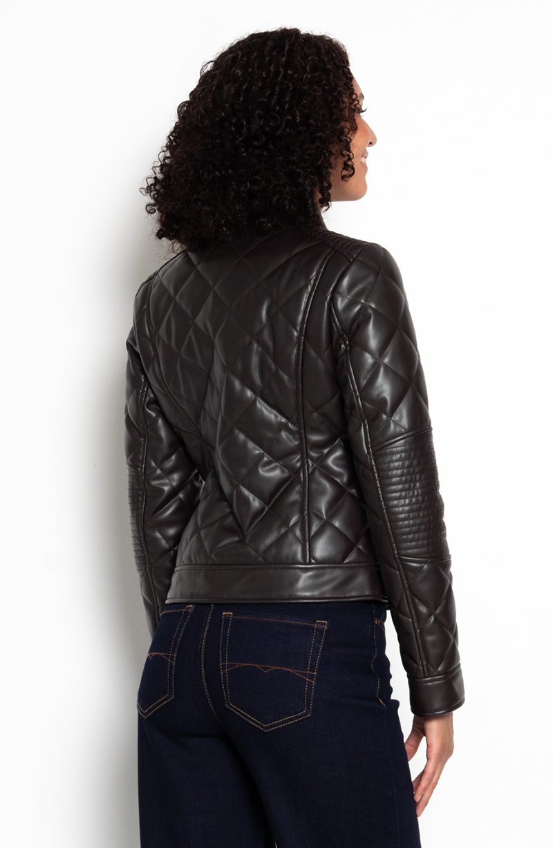 Chaqueta Manga Larga Ecocuero Diamond Con Bolsillos hover