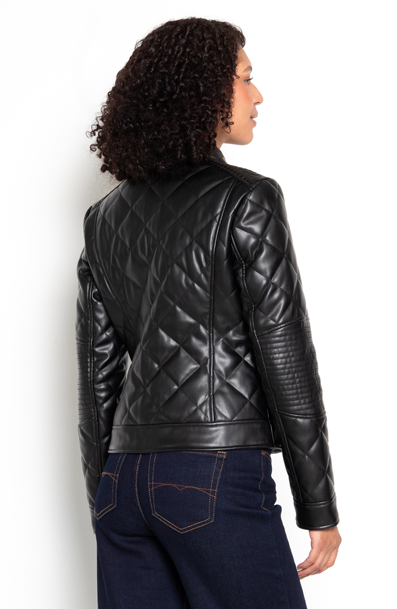 Chaqueta Manga Larga Ecocuero Diamond Con Bolsillos hover