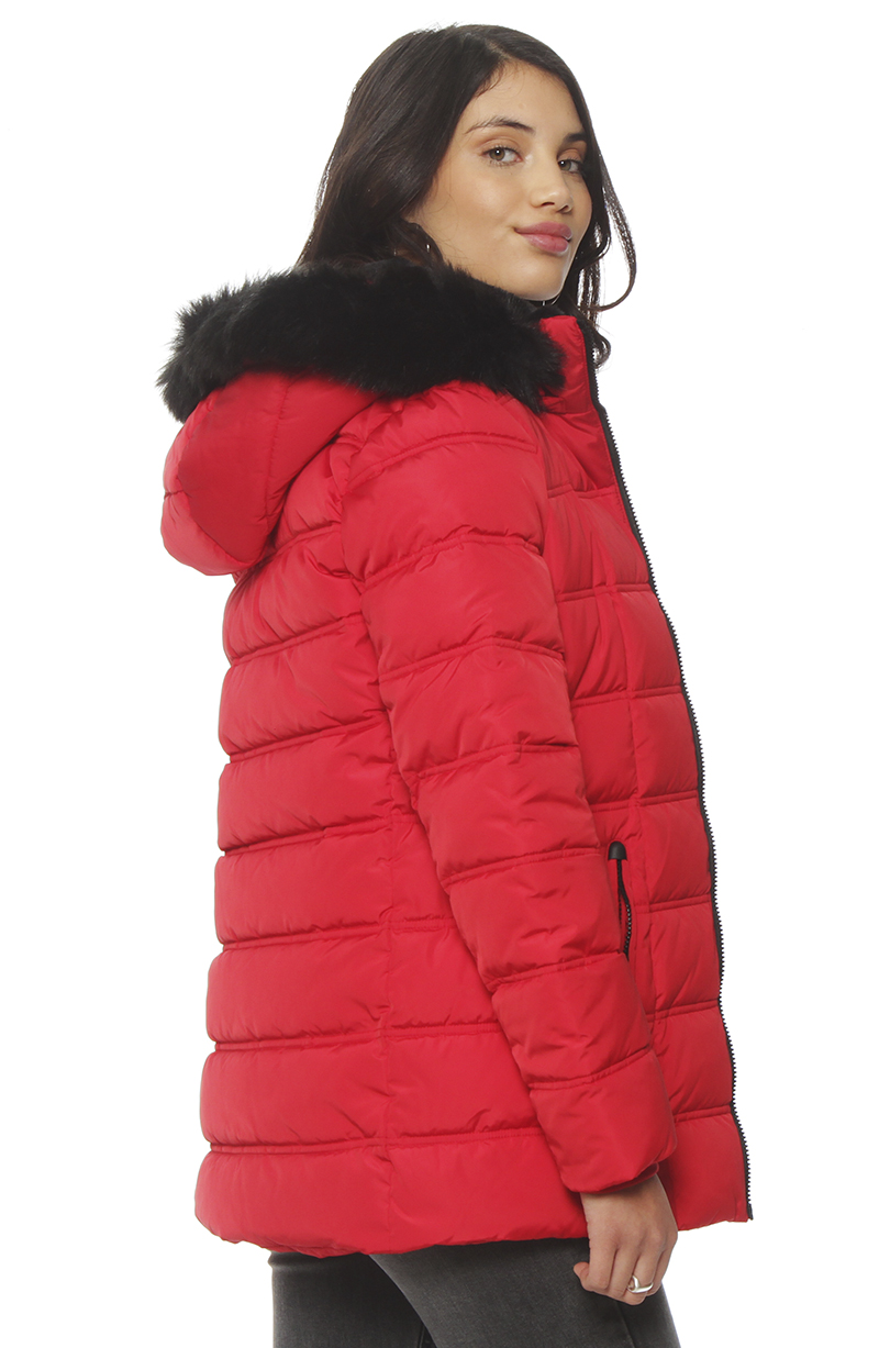 Parka Manga Larga Con Aplicacion En Capucha Cierre En Delantero hover
