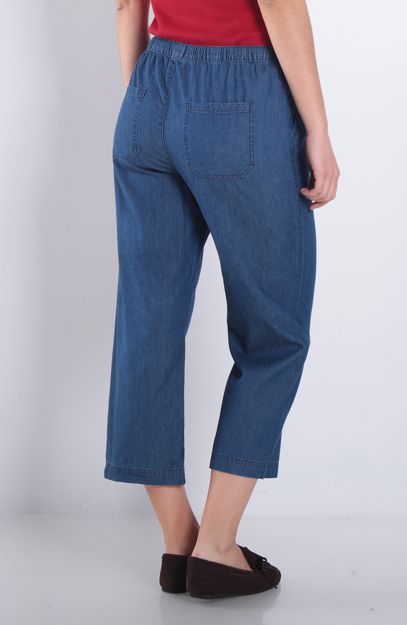 Pantalon Crop Tiro Alto Pretina Elasticada hover