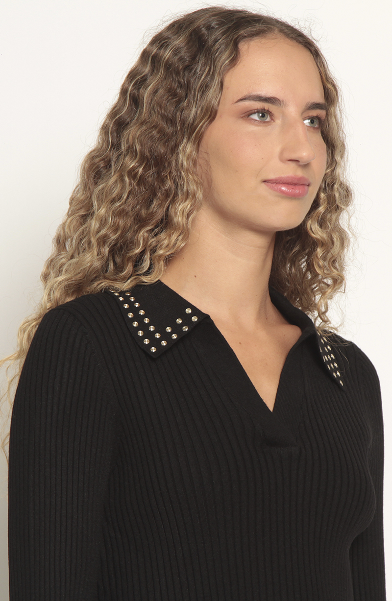 Sweater Manga Larga Escote Redondo Con Aplicacion En Las Mangas hover
