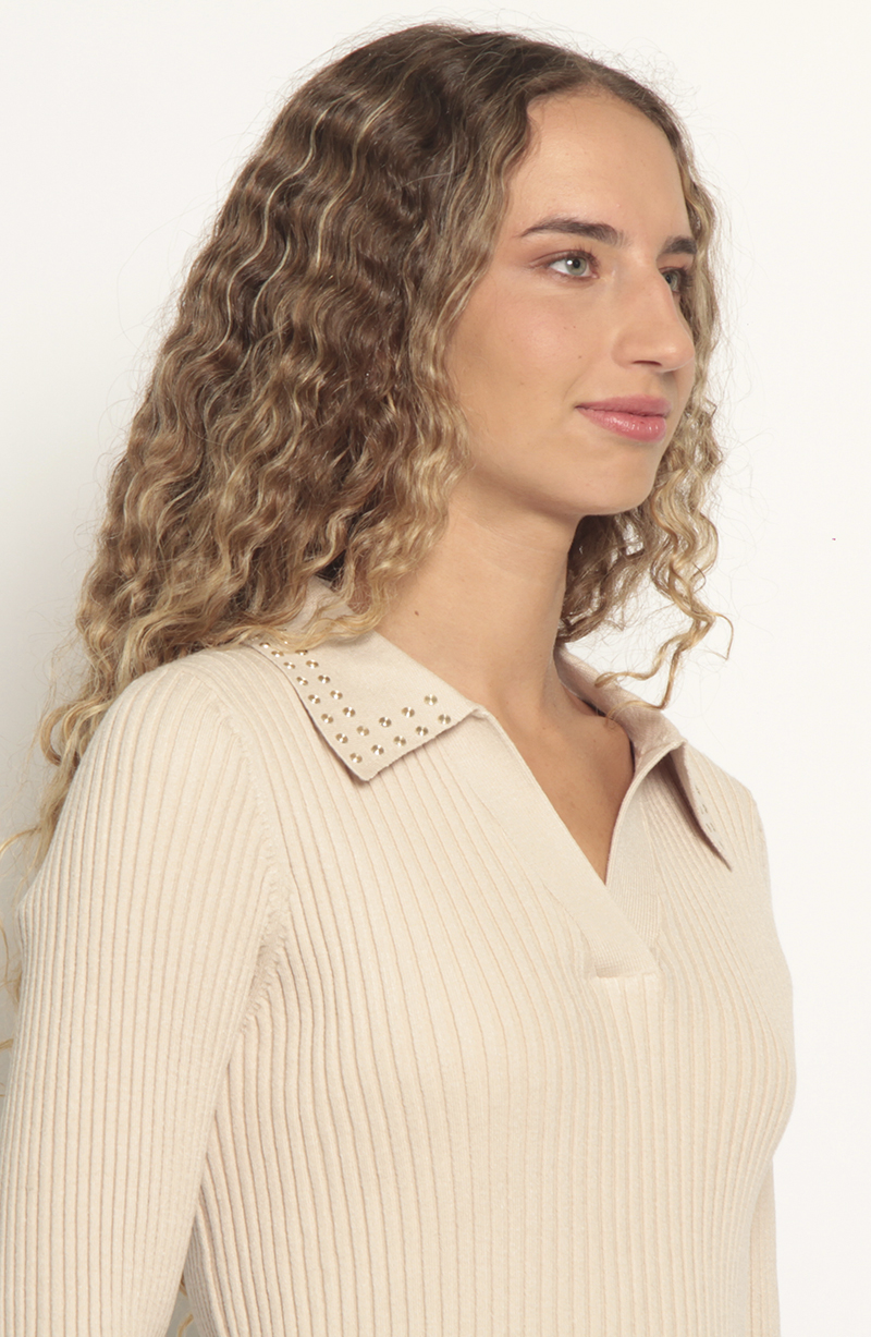 Sweater Manga Larga Escote Redondo Con Aplicacion En Las Mangas hover